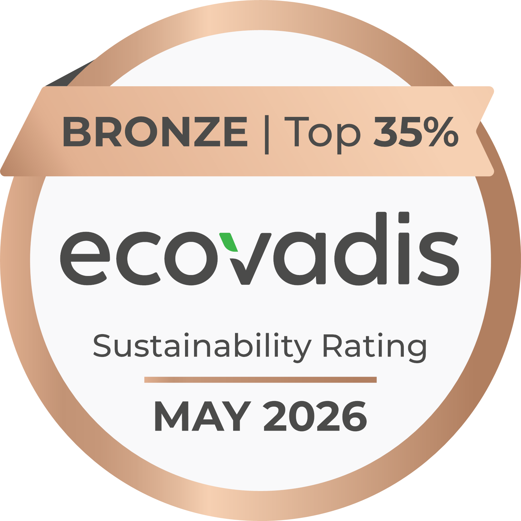 Médaille Bronze EcoVadis — Top 35% mondial